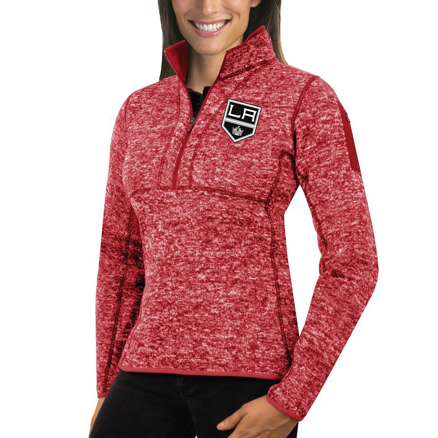 Los Angeles Kings Antigua Women's Fortune 1/2-Zip Pullover Sweater Red